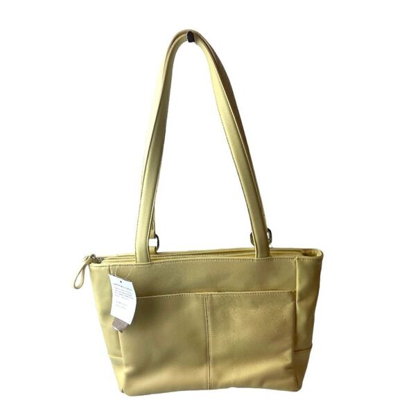 NWT GIANI BERNINI Nappa Classic Leather Tote yellow - Picture 2 of 4